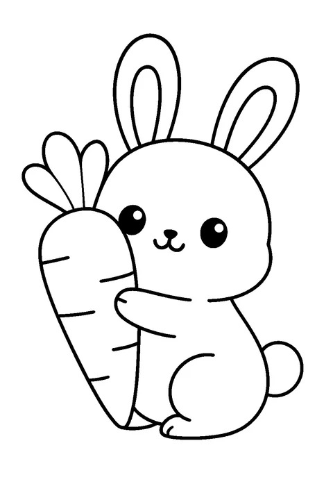 Bunny Hugging a Carrot — Print PDF