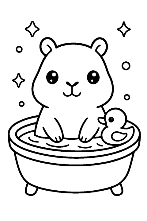 Capybara in a Bath — Print PDF