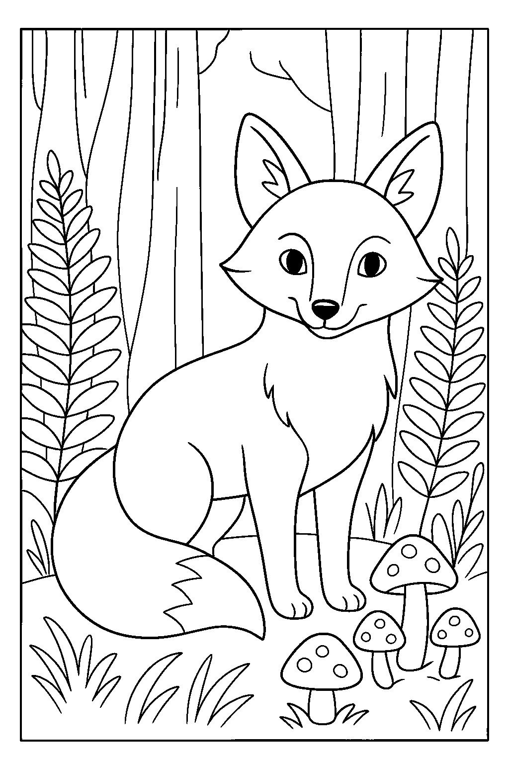 Volpe nella foresta — disegno da colorare e stampare gratis