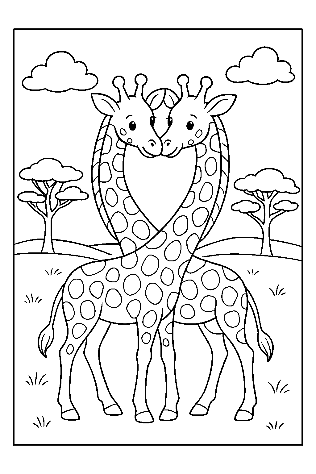 Amigas girafas — desenho para colorir e imprimir grátis