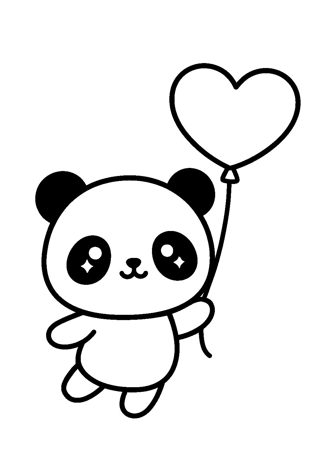 Panda con palloncino — disegno da colorare e stampare gratis