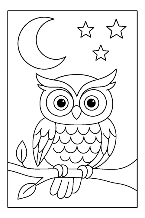 Owl on a Branch at Night — Print PDF