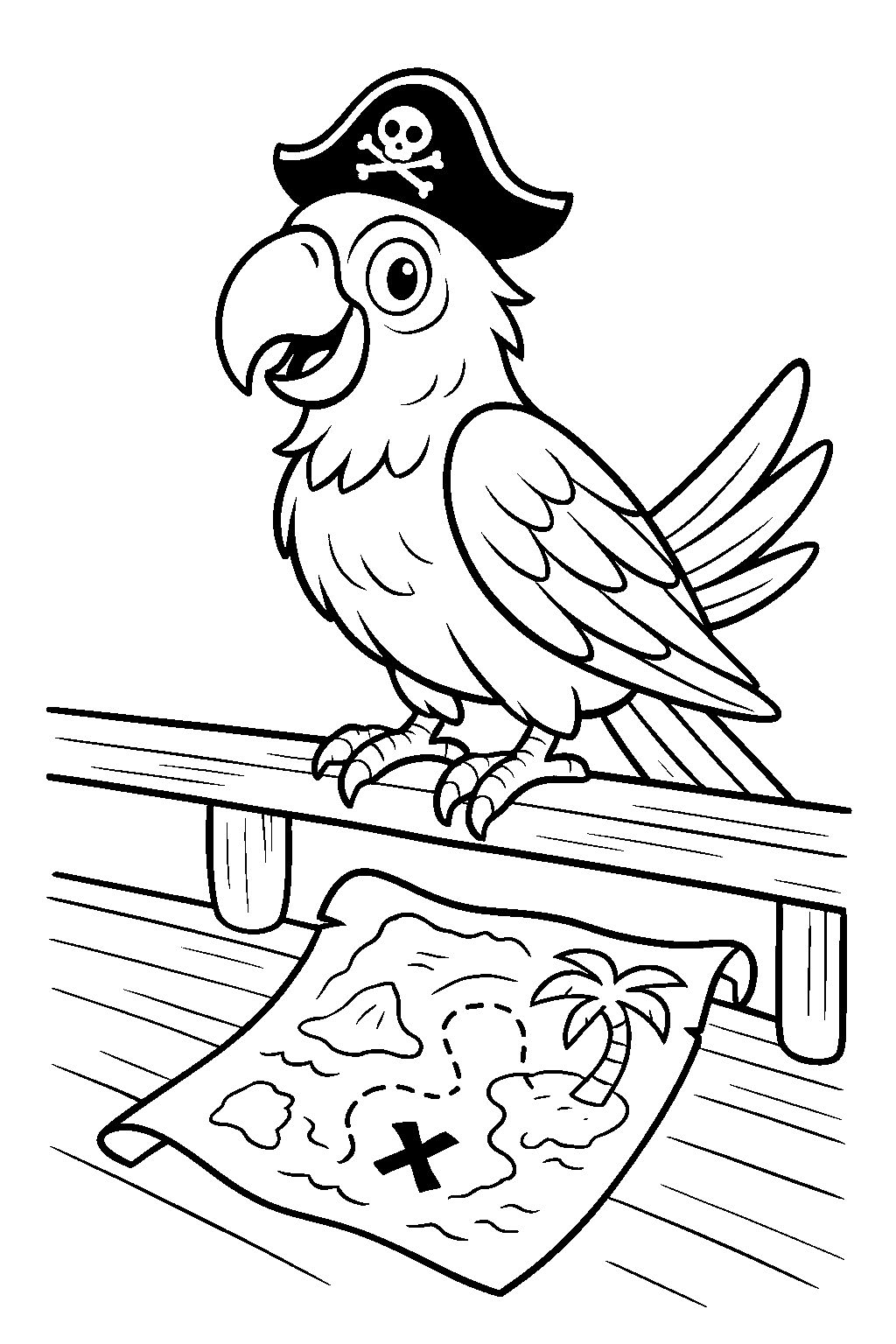 Perroquet pirate — coloriage gratuit à imprimer