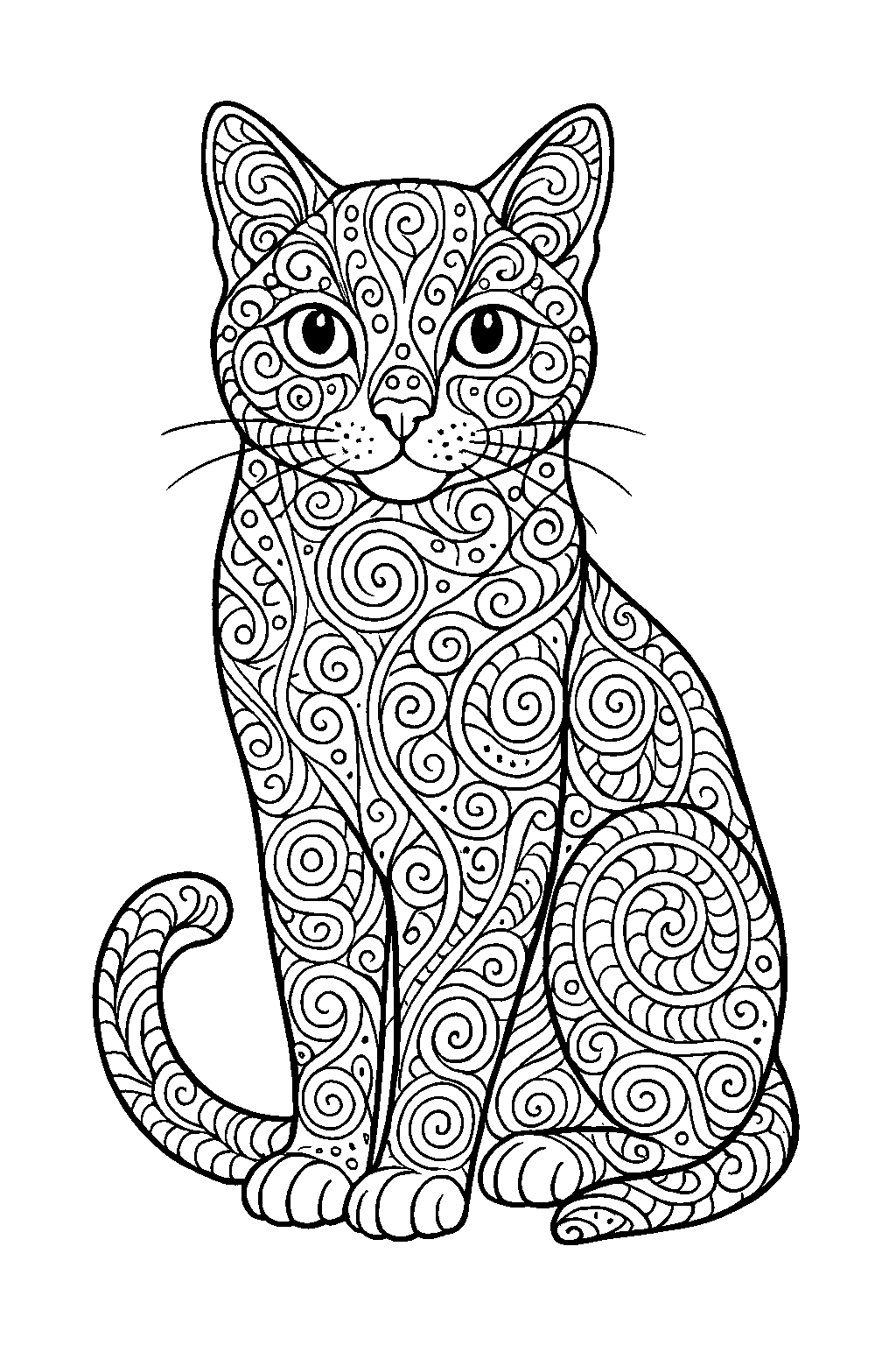 Chat ornemental — coloriage gratuit à imprimer