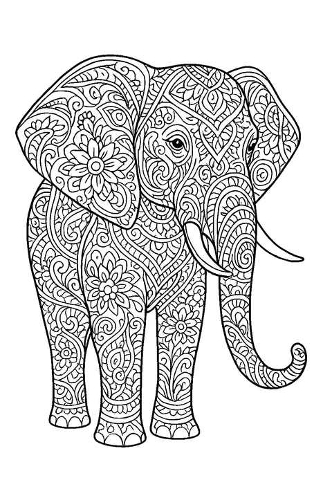 Ornament Elephant — Print PDF