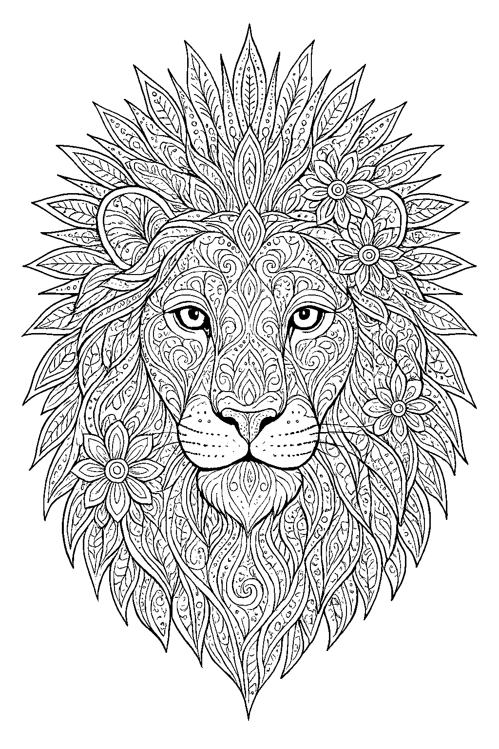 Ornament Lion — Free printable coloring page
