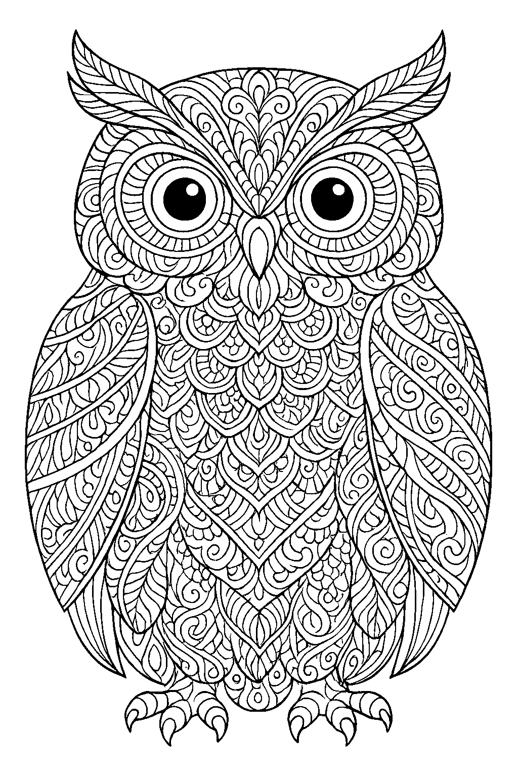 Búho adorno — dibujo para colorear e imprimir gratis