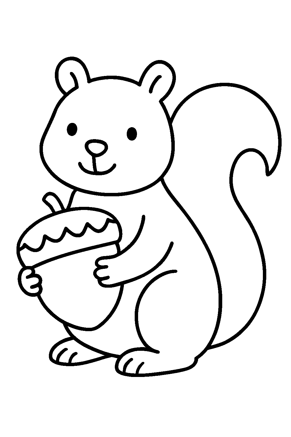 Squirrel with an Acorn — Free printable coloring page