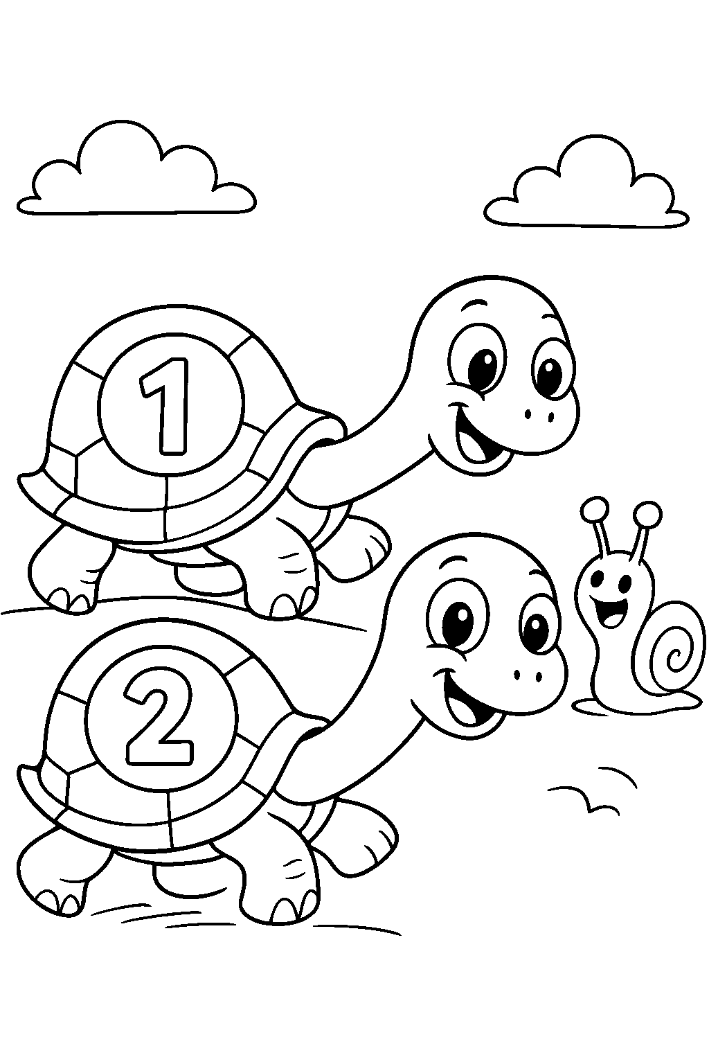 Turtle Race — Free printable coloring page