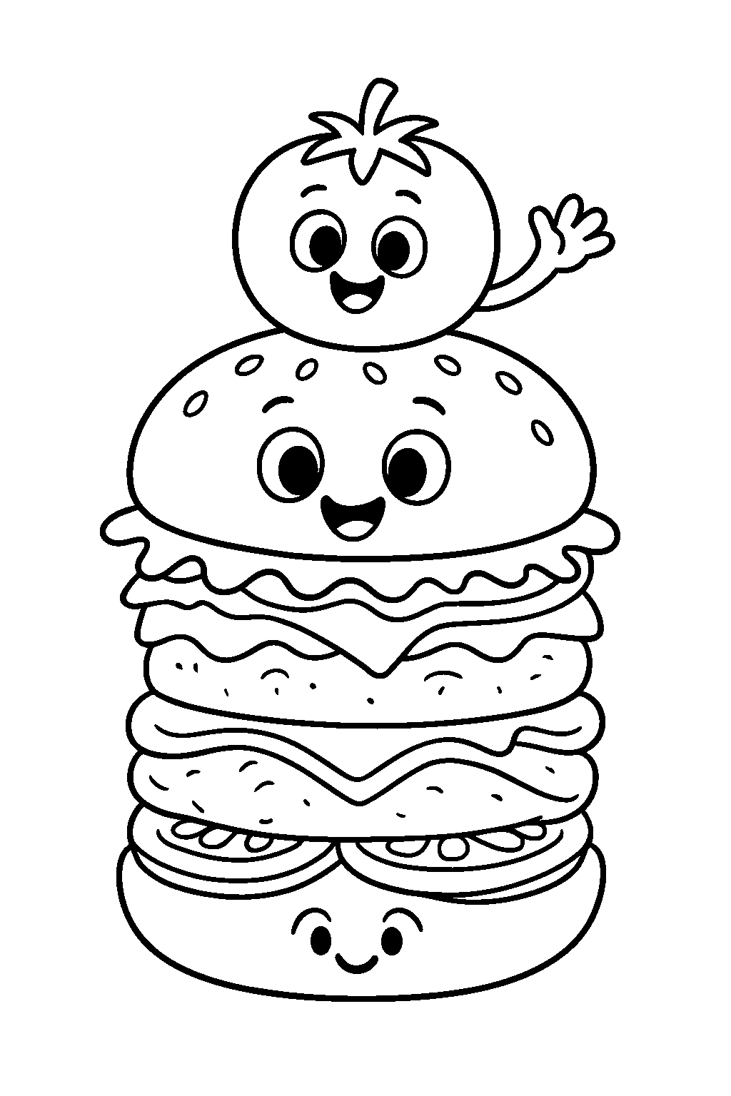 The Big Burger — Free printable coloring page