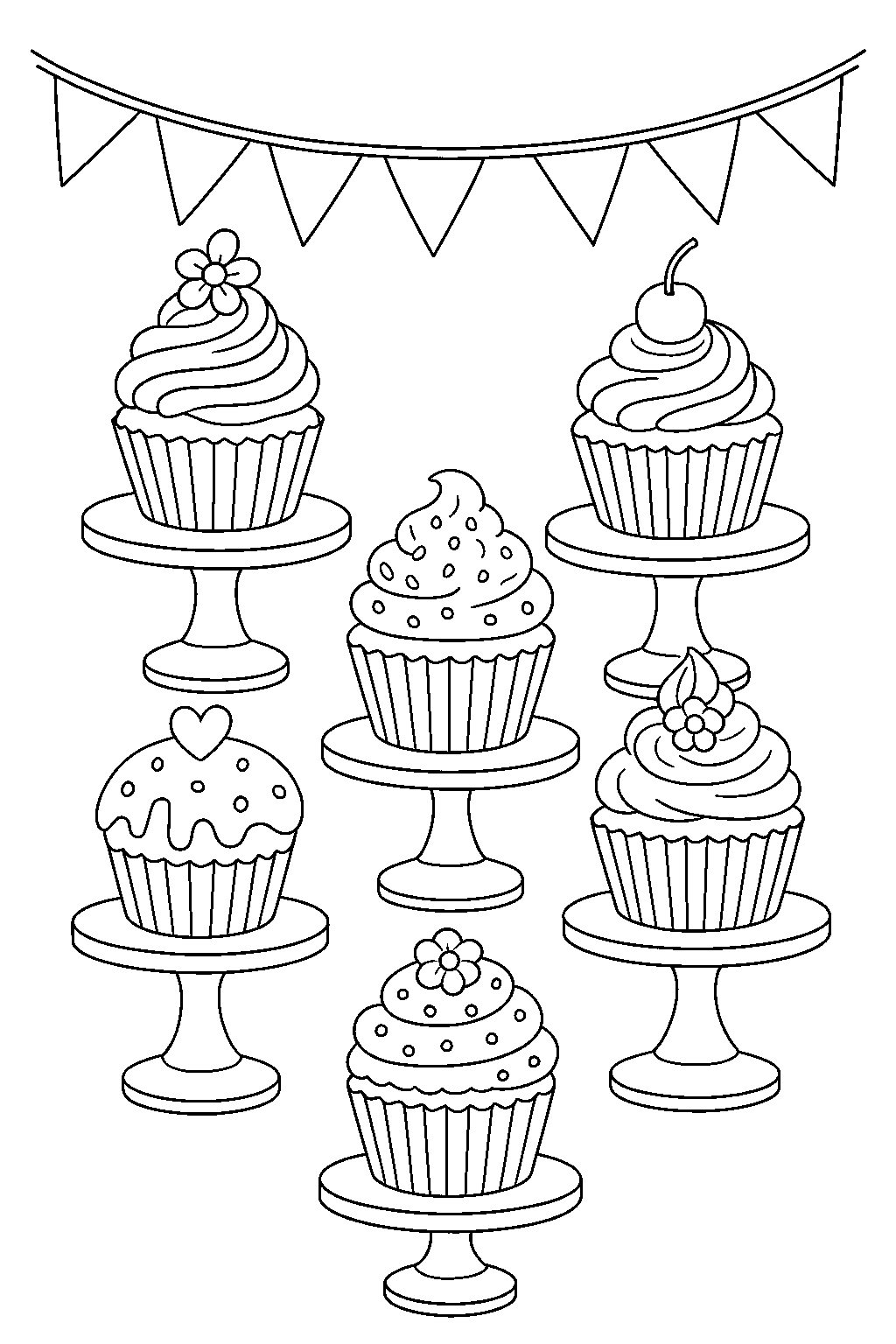 Cupcake Bakery — Free printable coloring page