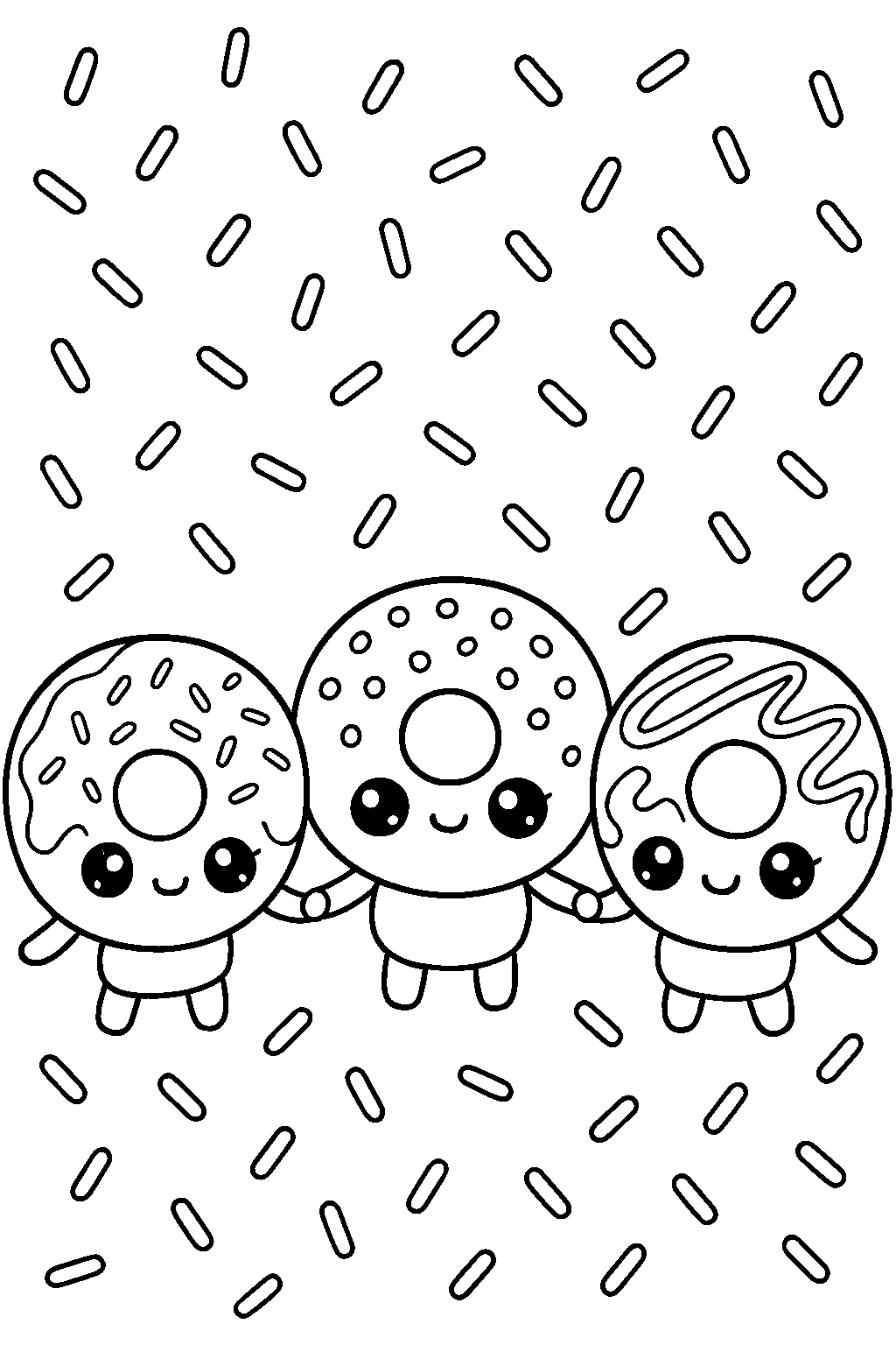 Donut Friends — Free printable coloring page