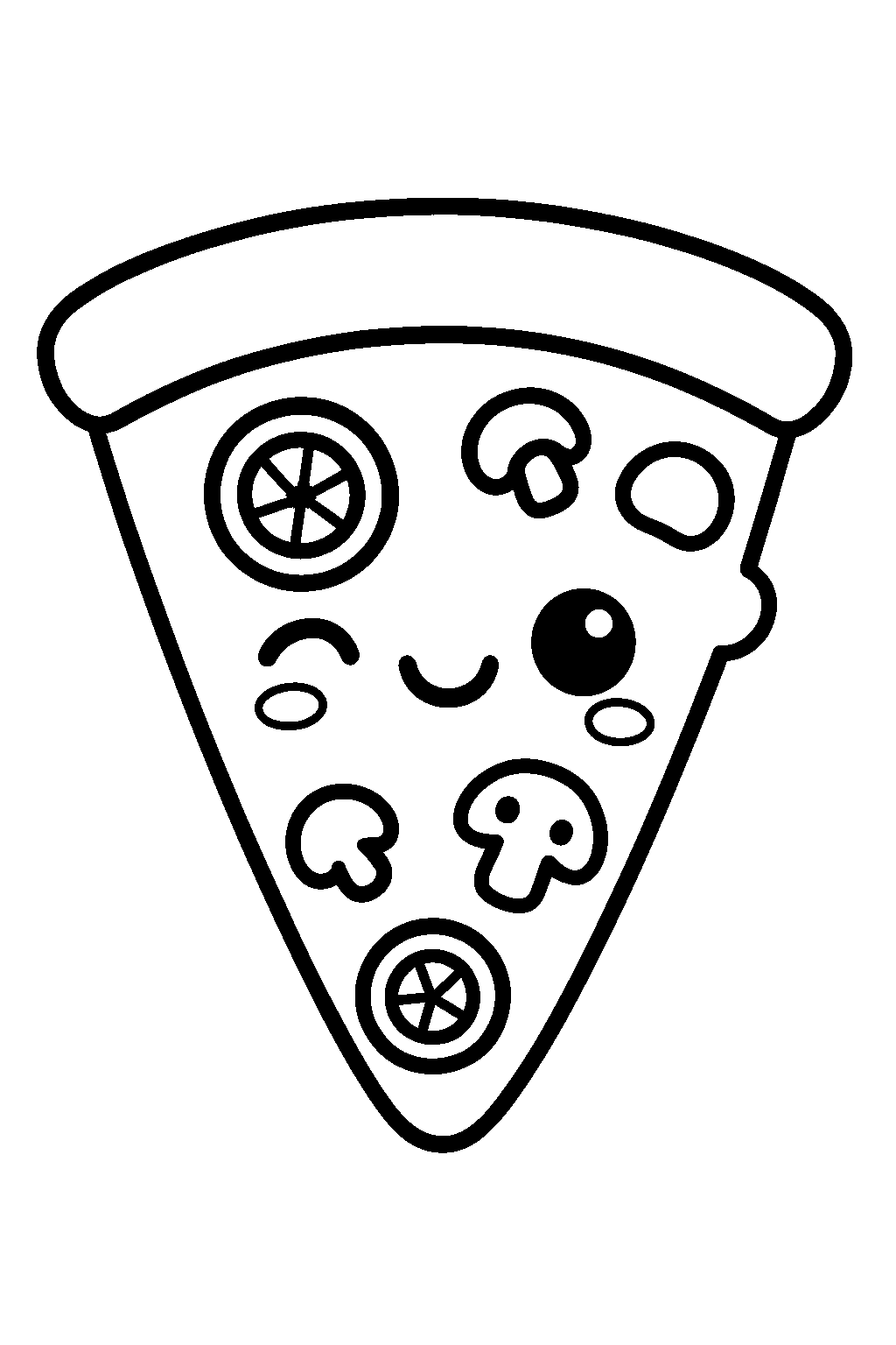 Happy Pizza Slice — Free printable coloring page
