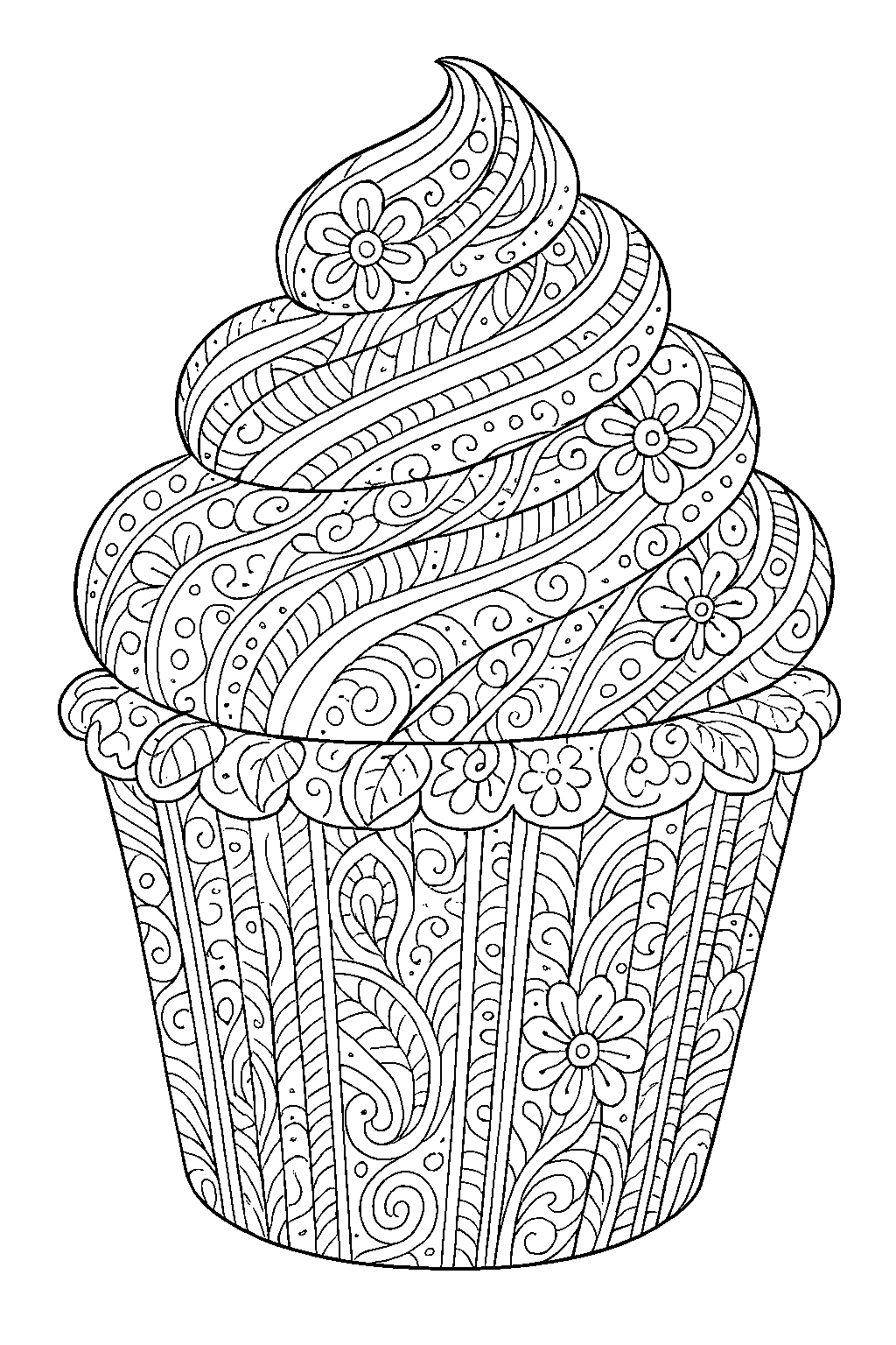 Ornament Cupcake — Free printable coloring page