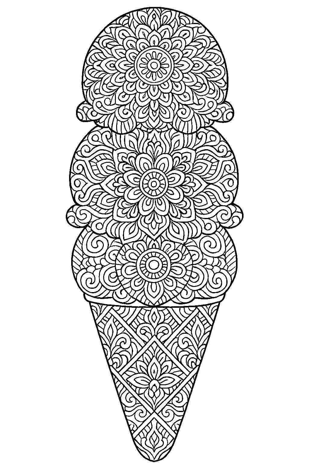 Ornament Ice Cream — Free printable coloring page
