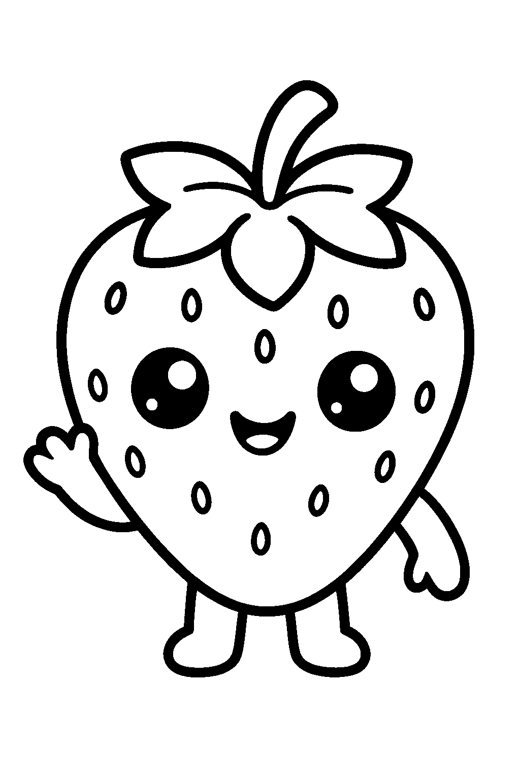 Smiling Strawberry — Free printable coloring page