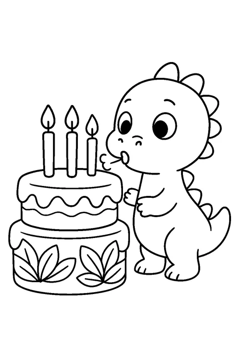 Dino Birthday Cake — Print PDF