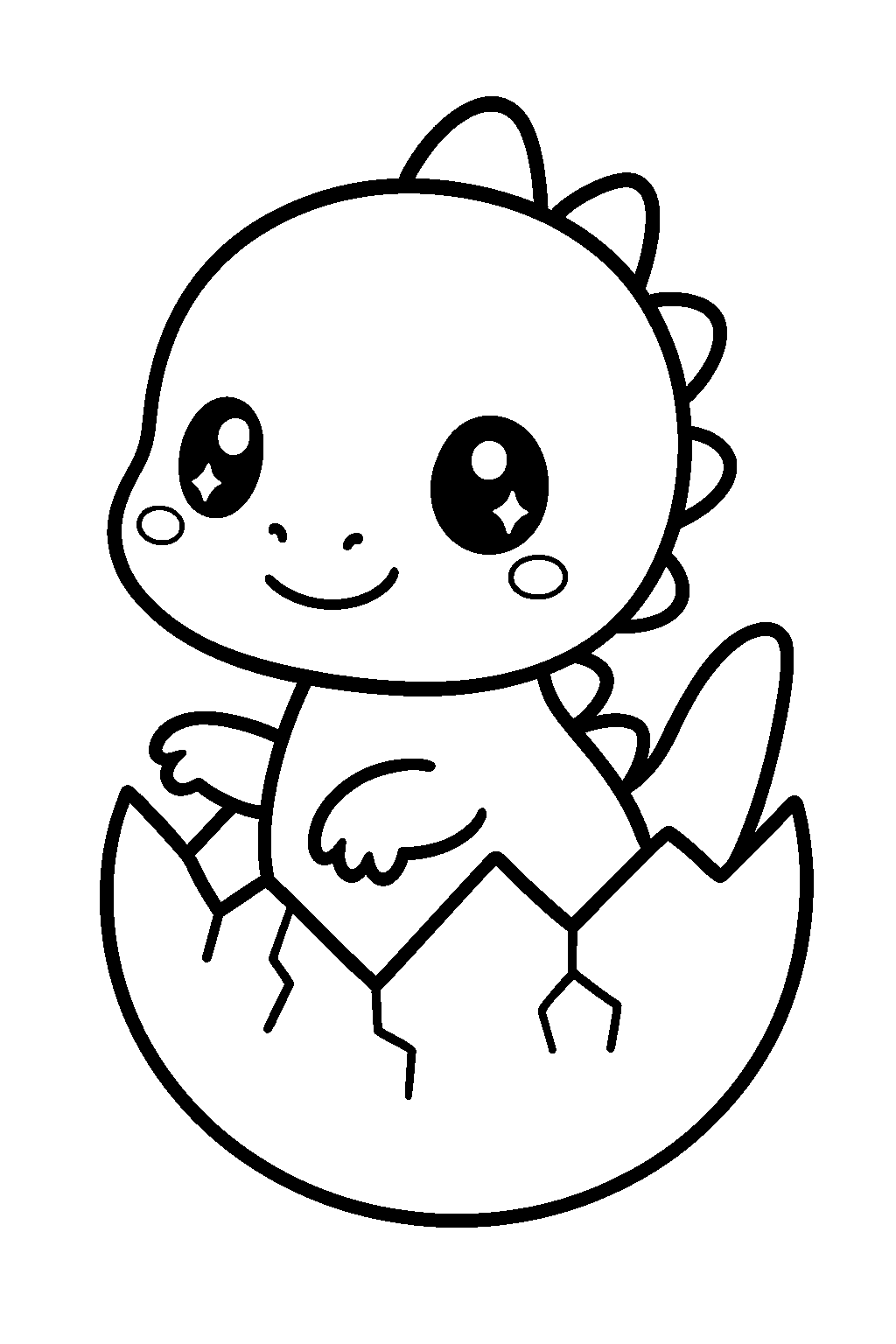 Baby Dino Hatching — Free printable coloring page