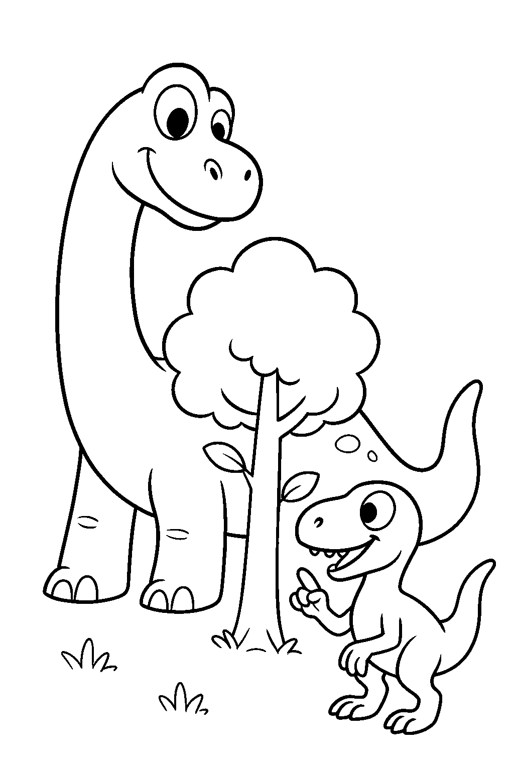 Dino Hide and Seek — Free printable coloring page