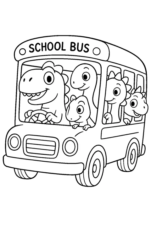 Dino School Bus — Print PDF