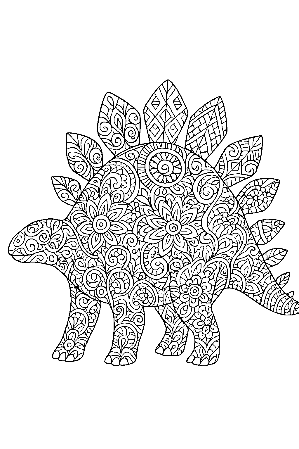 Ornament Dinosaur — Free printable coloring page