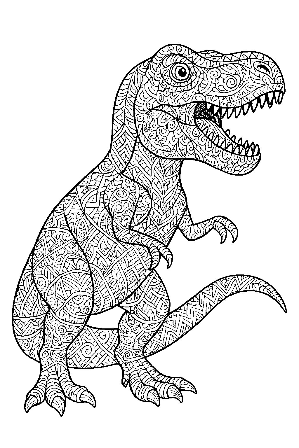 Ornament T-Rex — Free printable coloring page