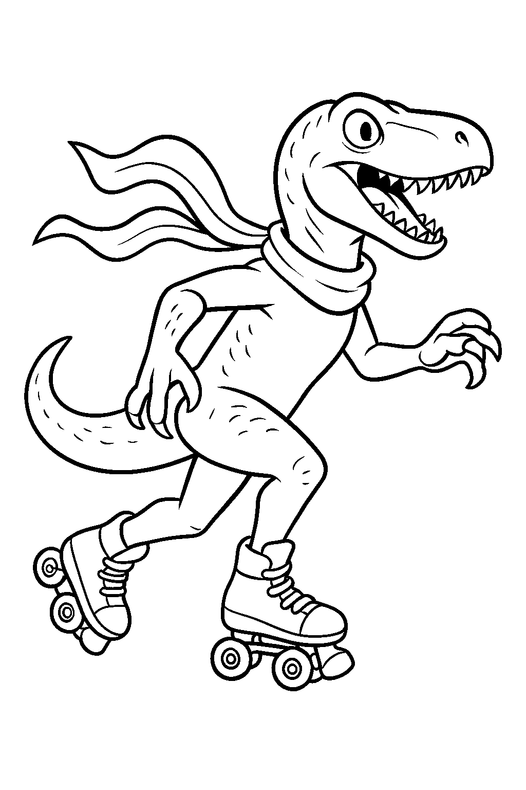 Raptor on Roller Skates — Free printable coloring page