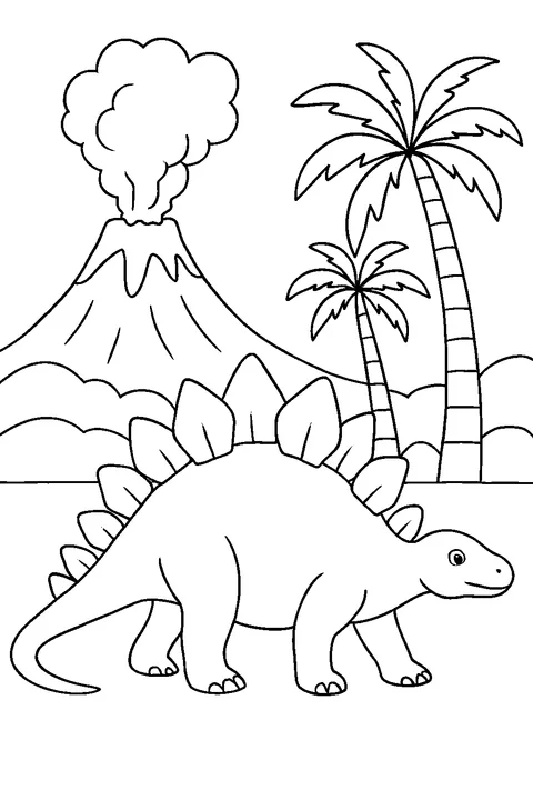Stegosaurus and the Volcano — Print PDF