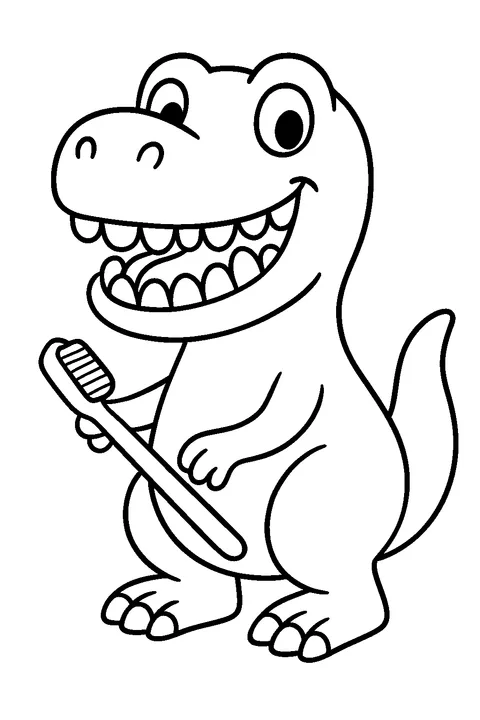 T-Rex Brushing Teeth — Print PDF