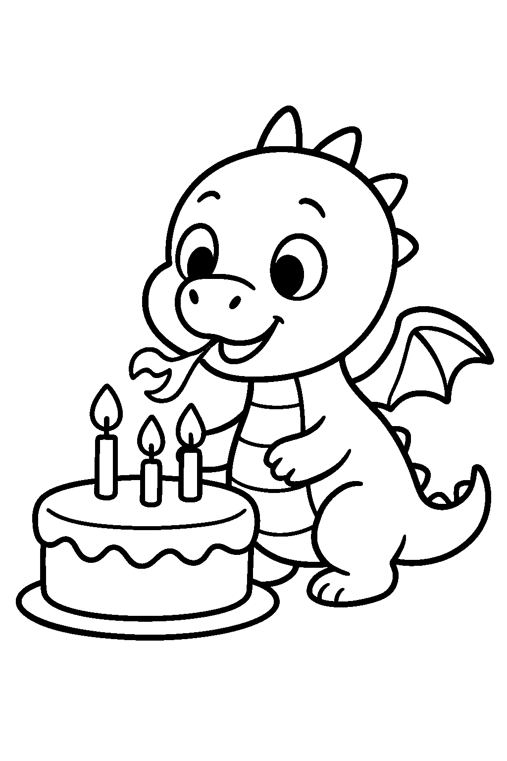Dragon Birthday — Free printable coloring page