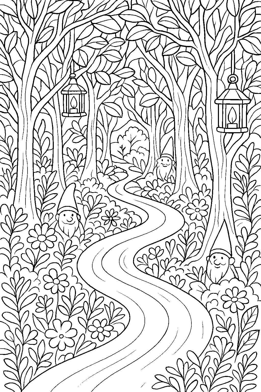 Enchanted Forest Path — Free printable coloring page