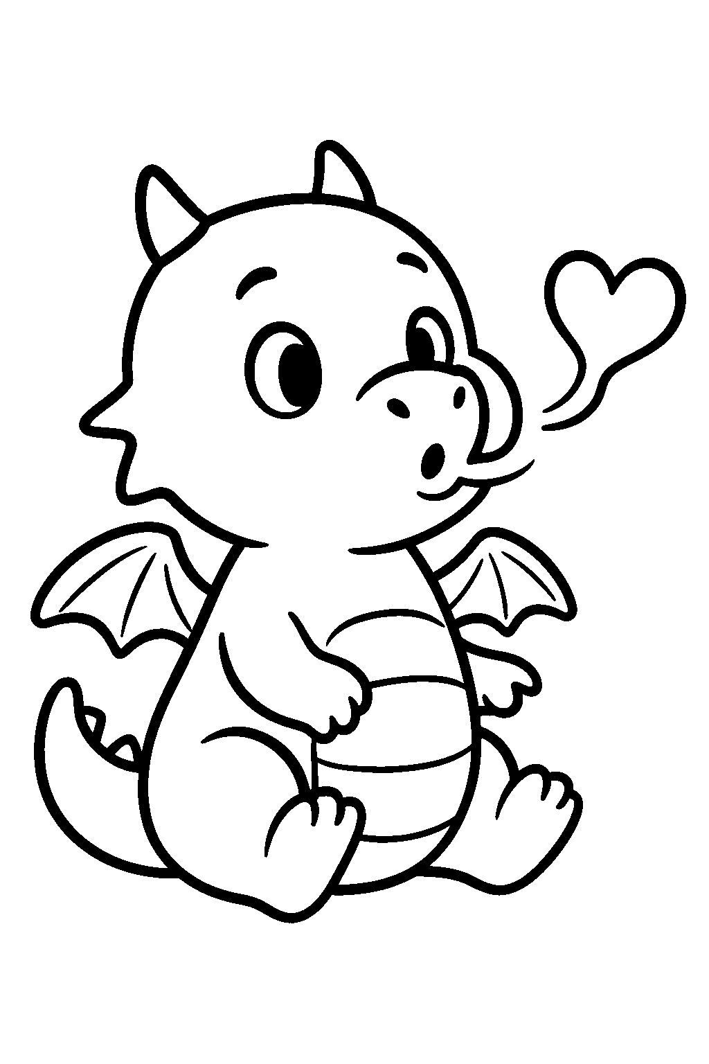 Friendly Baby Dragon — Free printable coloring page