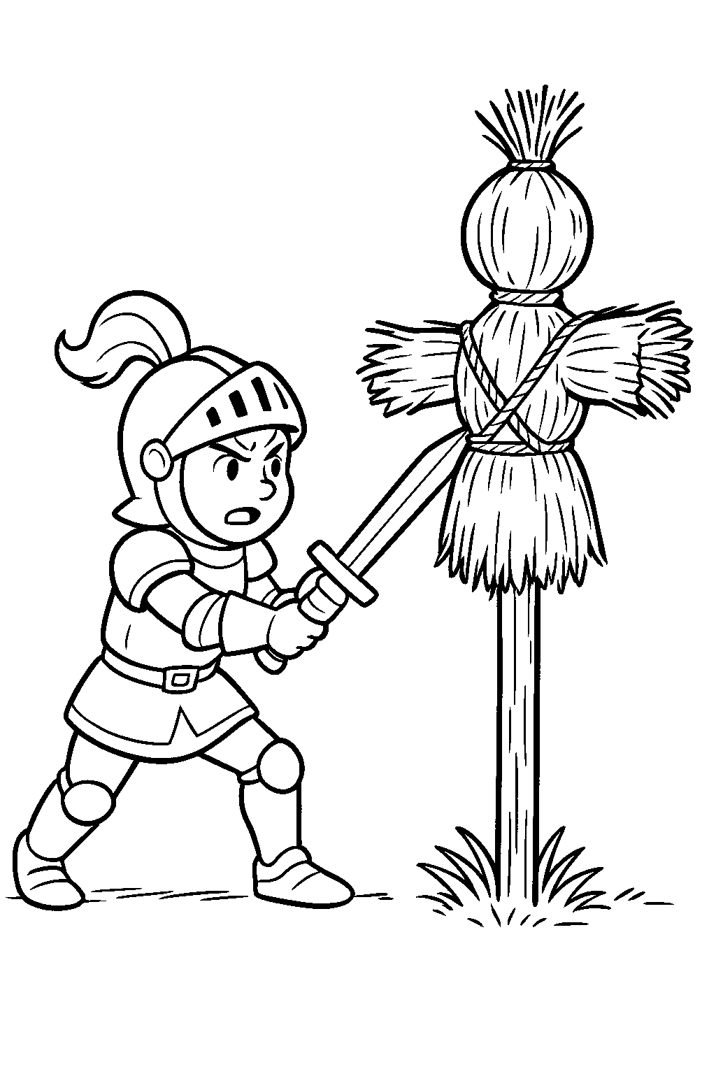 Knight in Training — Free printable coloring page