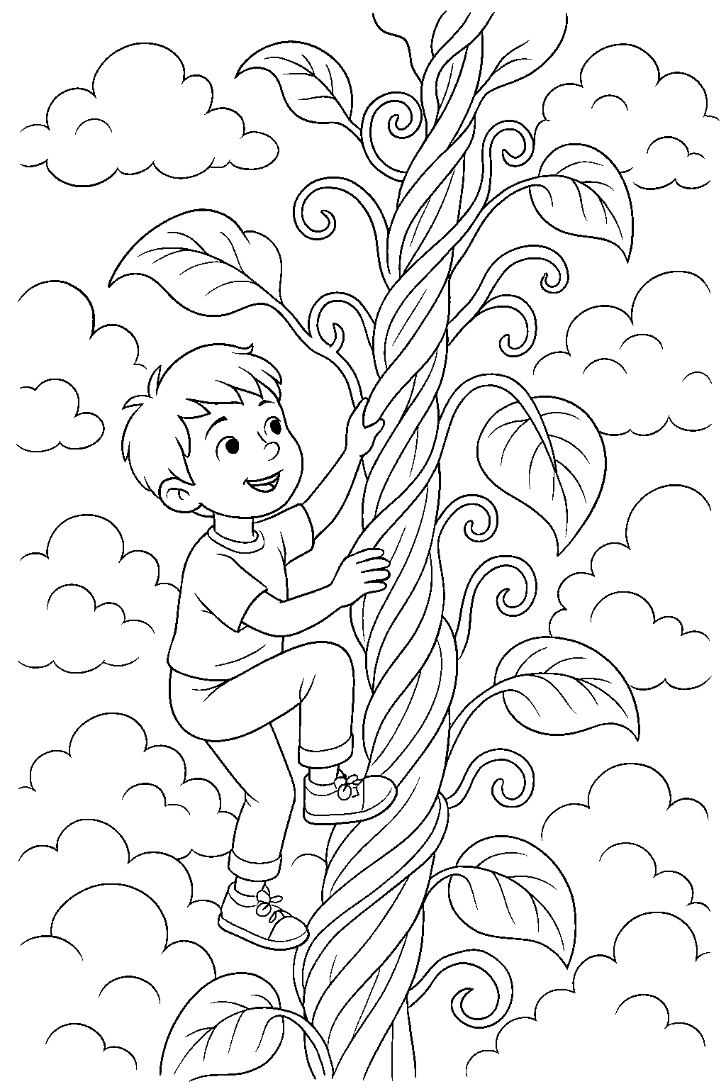 Up the Beanstalk — Free printable coloring page