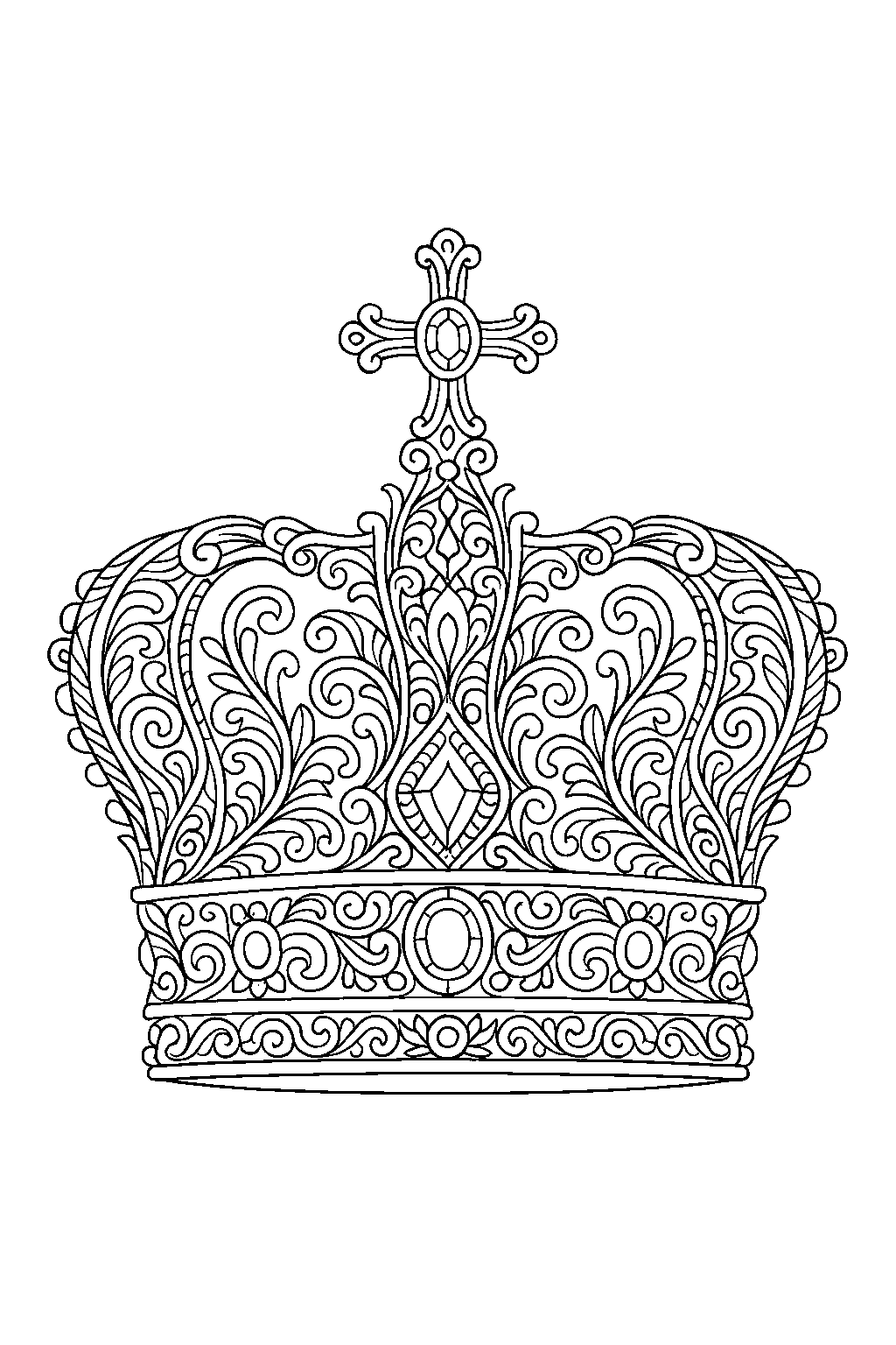 Ornament Crown — Free printable coloring page