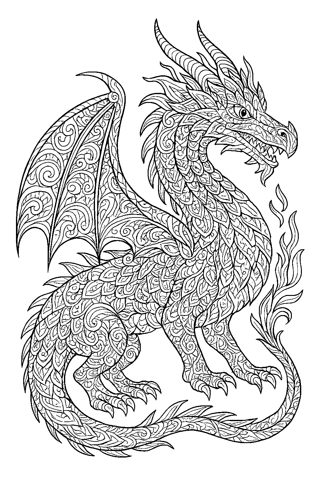 Ornament Dragon — Free printable coloring page