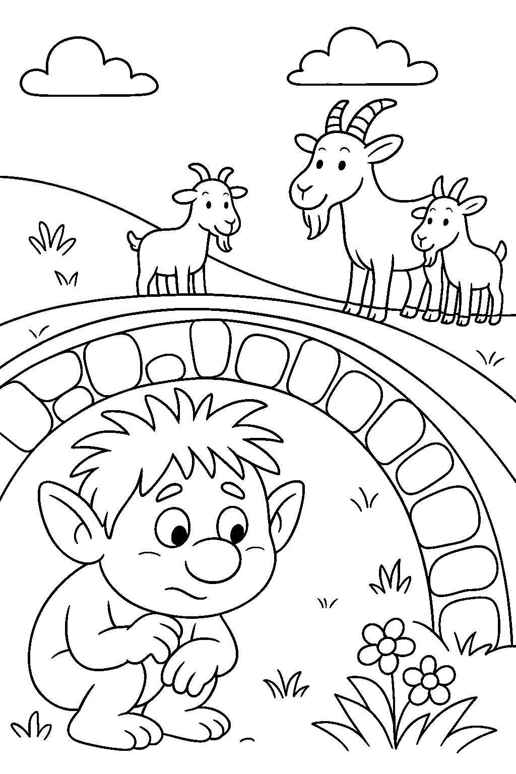 Troll under the Bridge — Free printable coloring page