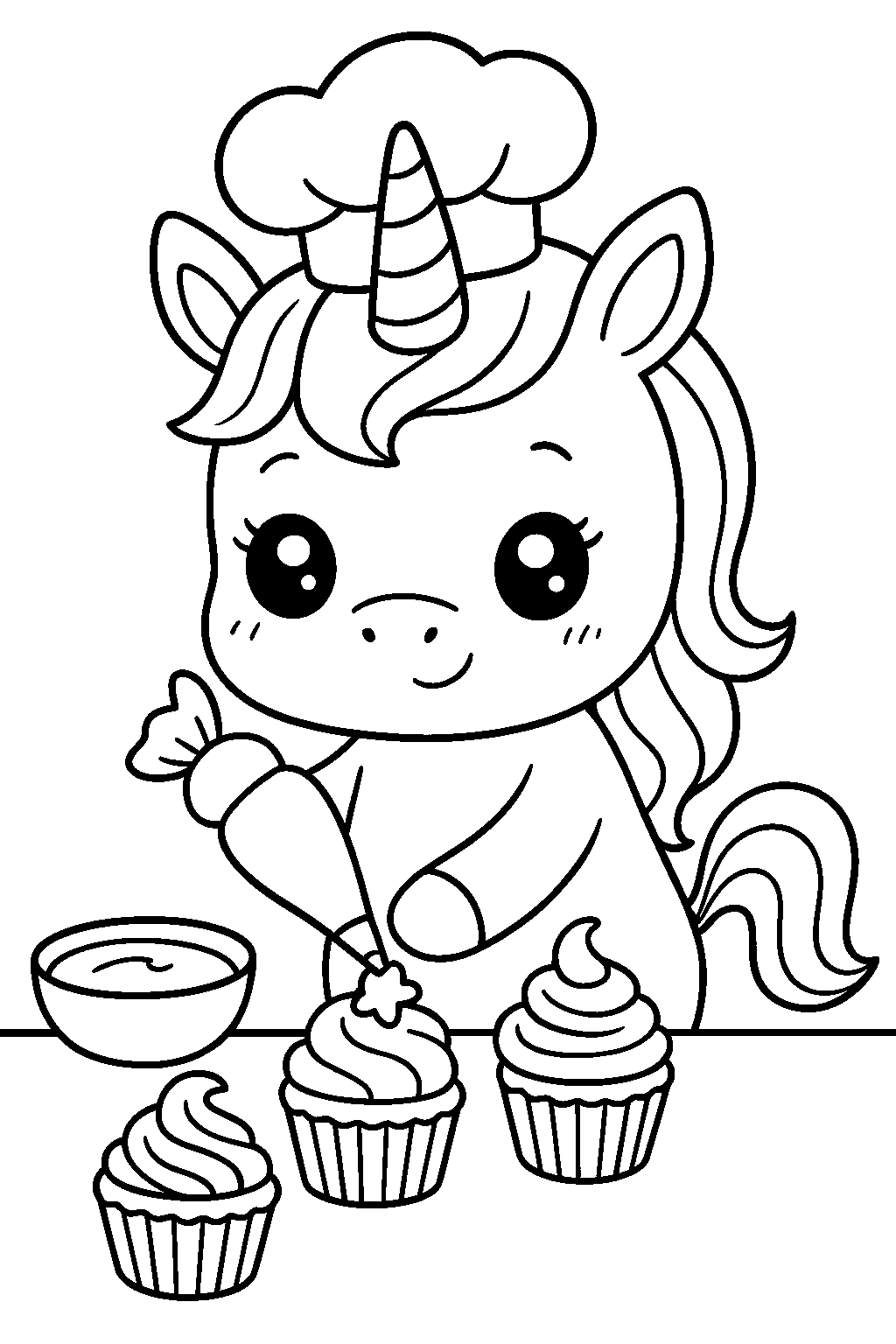 Unicorn Bakery — Free printable coloring page