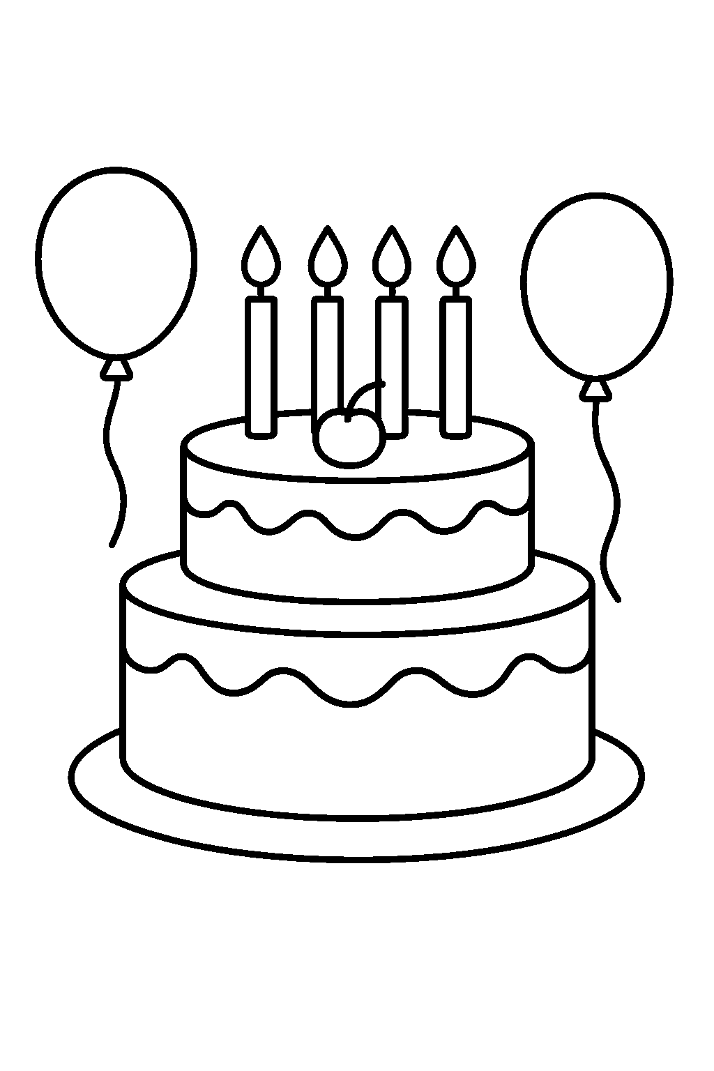 Bolo de aniversário — desenho para colorir e imprimir grátis