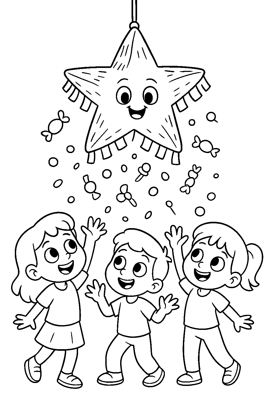 Birthday Pinata — Free printable coloring page
