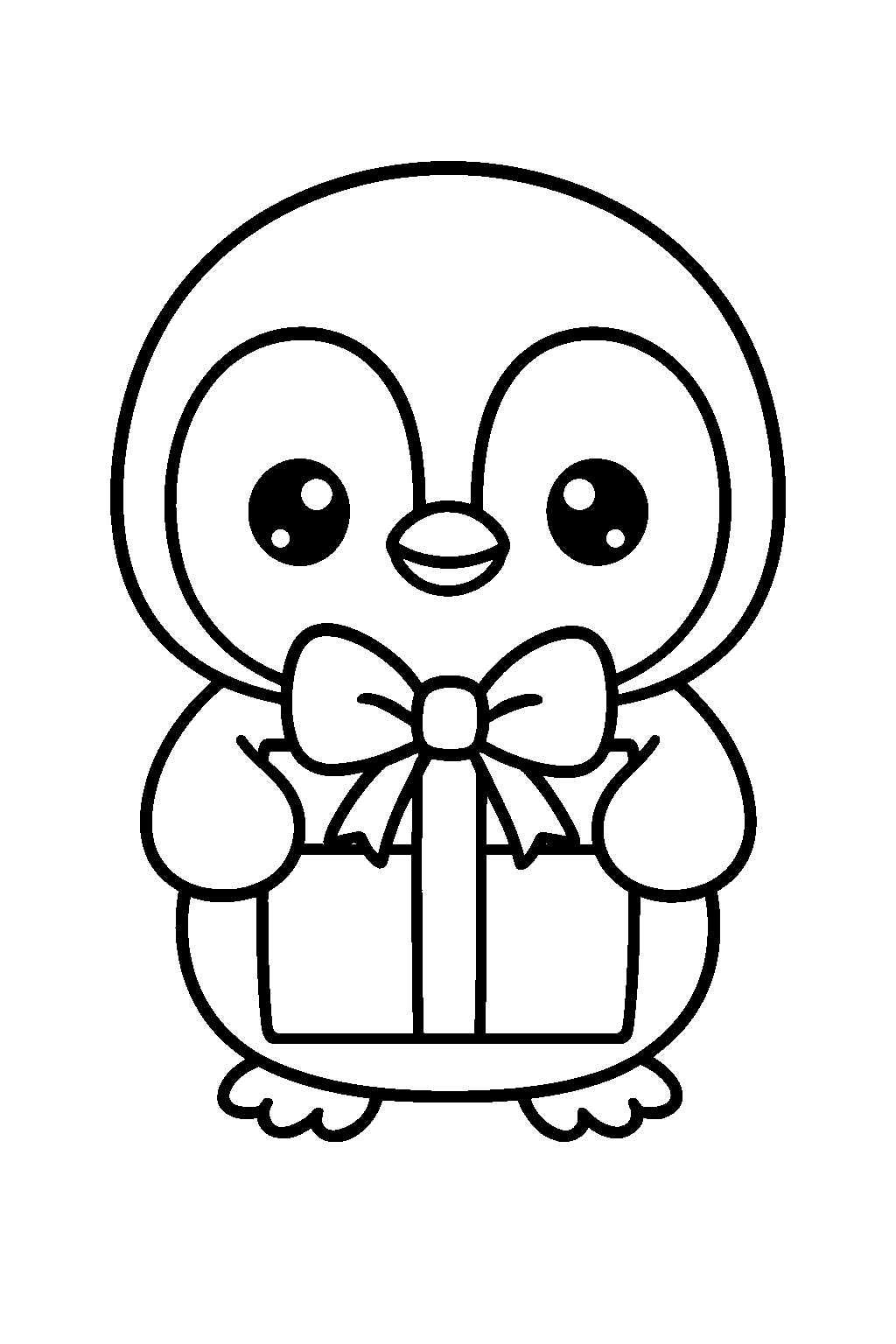 Penguin Gift — Free printable coloring page