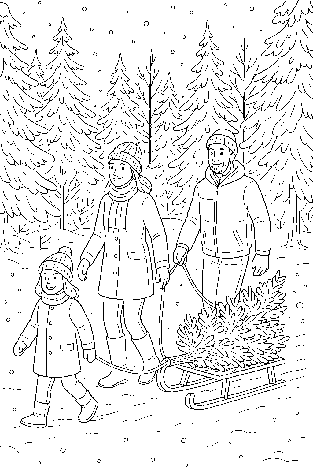 Escolhendo a árvore — desenho para colorir e imprimir grátis