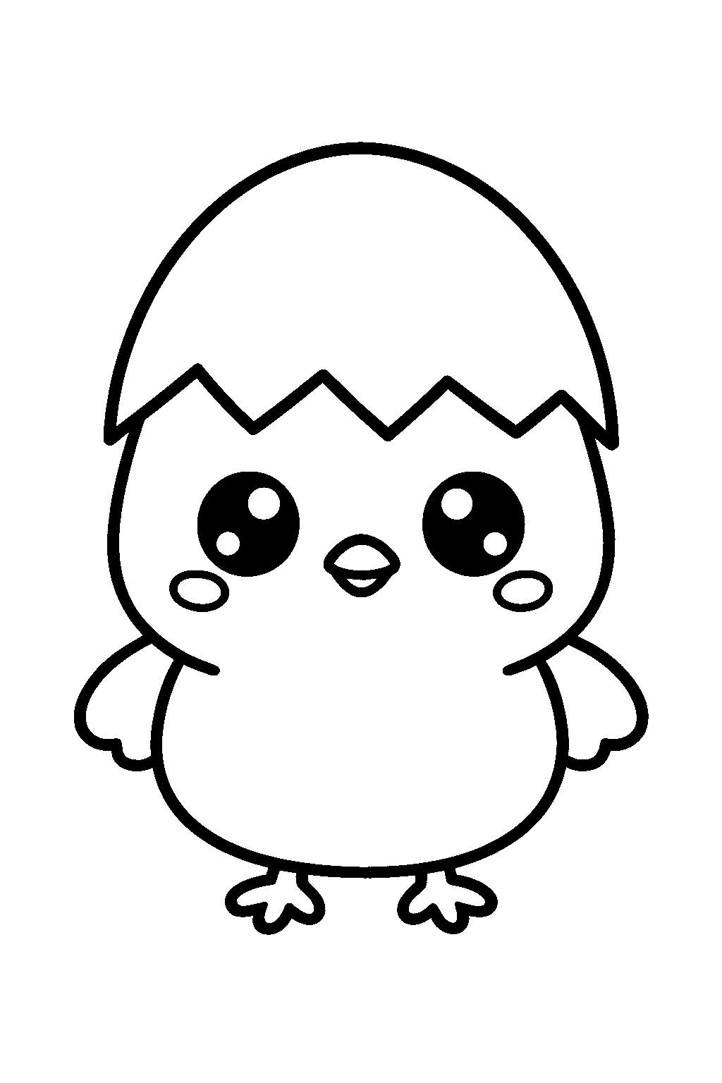 Chick in an Eggshell Hat — Free printable coloring page