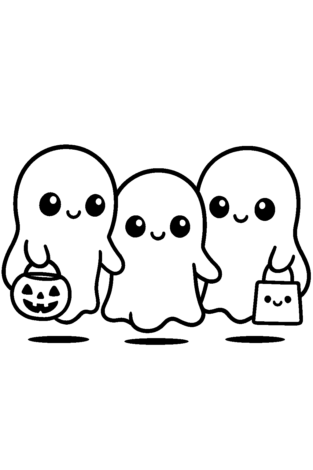 Ghost Friends — Free printable coloring page
