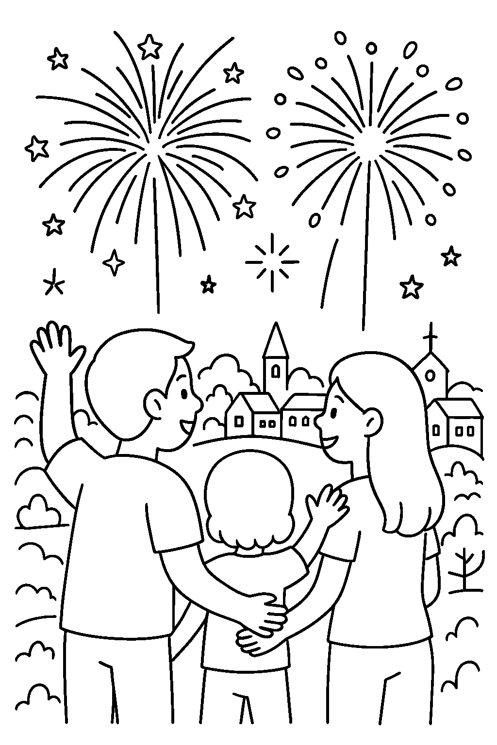 Fireworks Night — Free printable coloring page