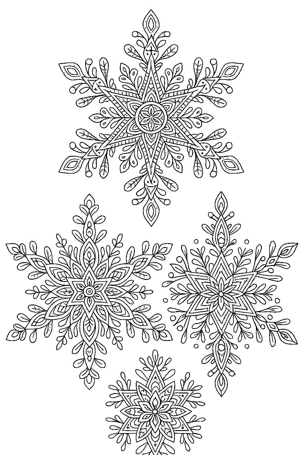 Ornament Snowflakes — Free printable coloring page