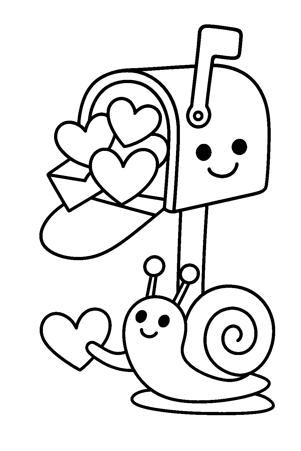 Valentine Mailbox — Free printable coloring page