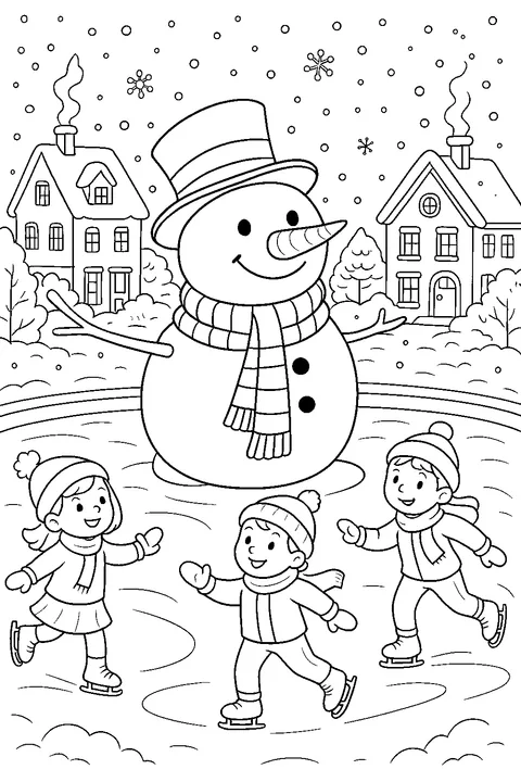 Snowman in the Winter Village — Print PDF