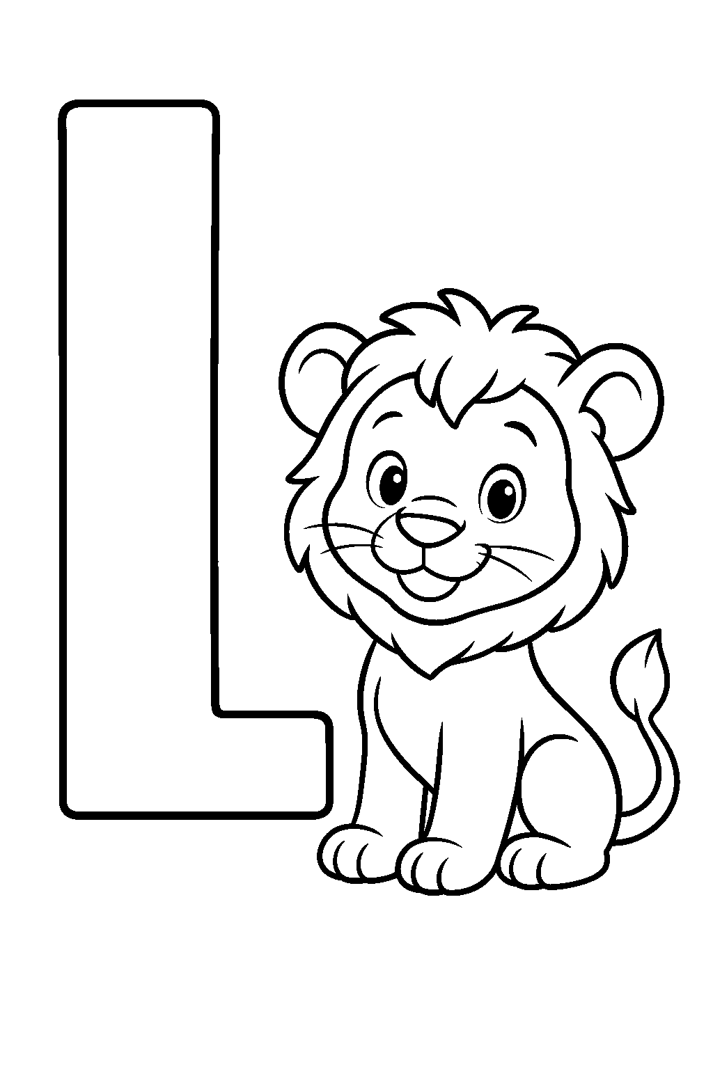 Letter L is for Lion — Free printable coloring page