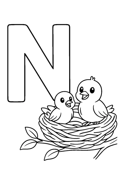 Letter N is for Nest — Print PDF